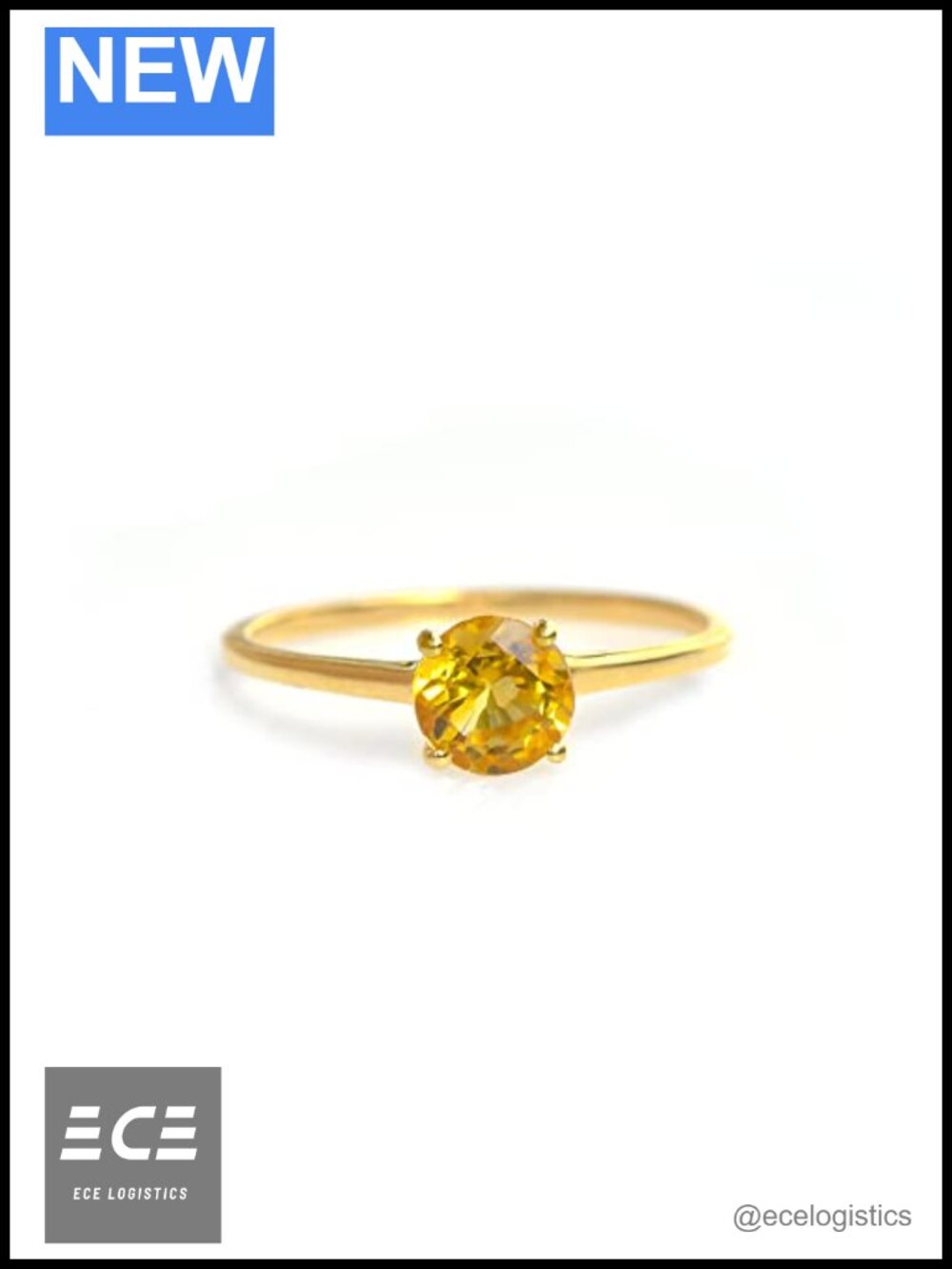 10K Yellow Gold Citrine Solitaire Ring Size 9 Handmade